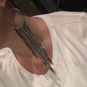 Silver spiked dangling earrings